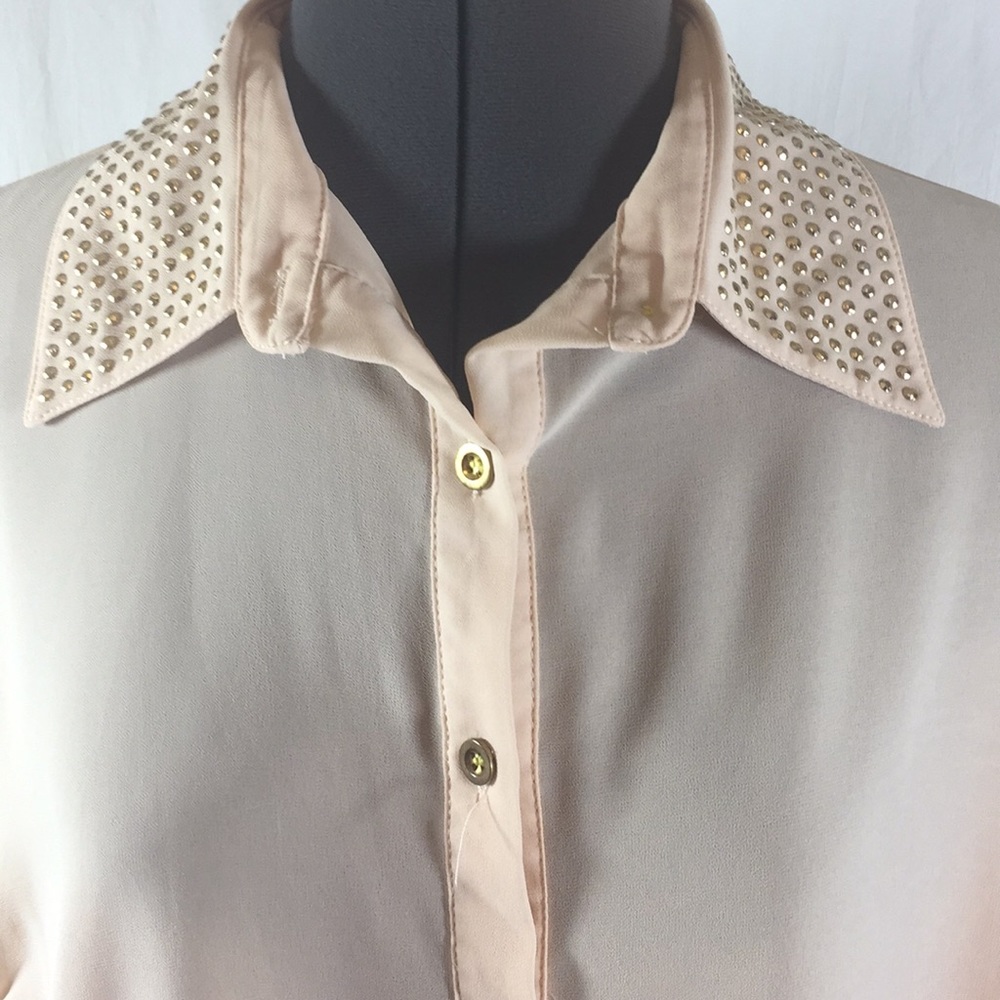 Daniel Pinkish Ivory Semi Sheer Blouse Size 3XL